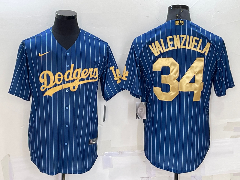 Men's Los Angeles Dodgers #34 Fernando Valenzuela Navy Gold Cool Base Stitched Baseball Jersey Men's Los Angeles Dodgers #34 Fernando Valenzuela Navy Gold Cool Base Stitched Baseball Jersey